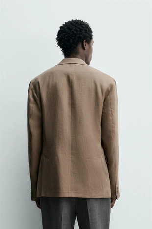 Двубортный костюмный блейзер из 100% льна- Заказать в России