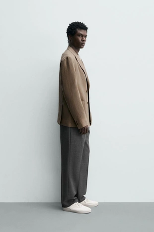 Двубортный костюмный блейзер из 100% льна- Заказать в России