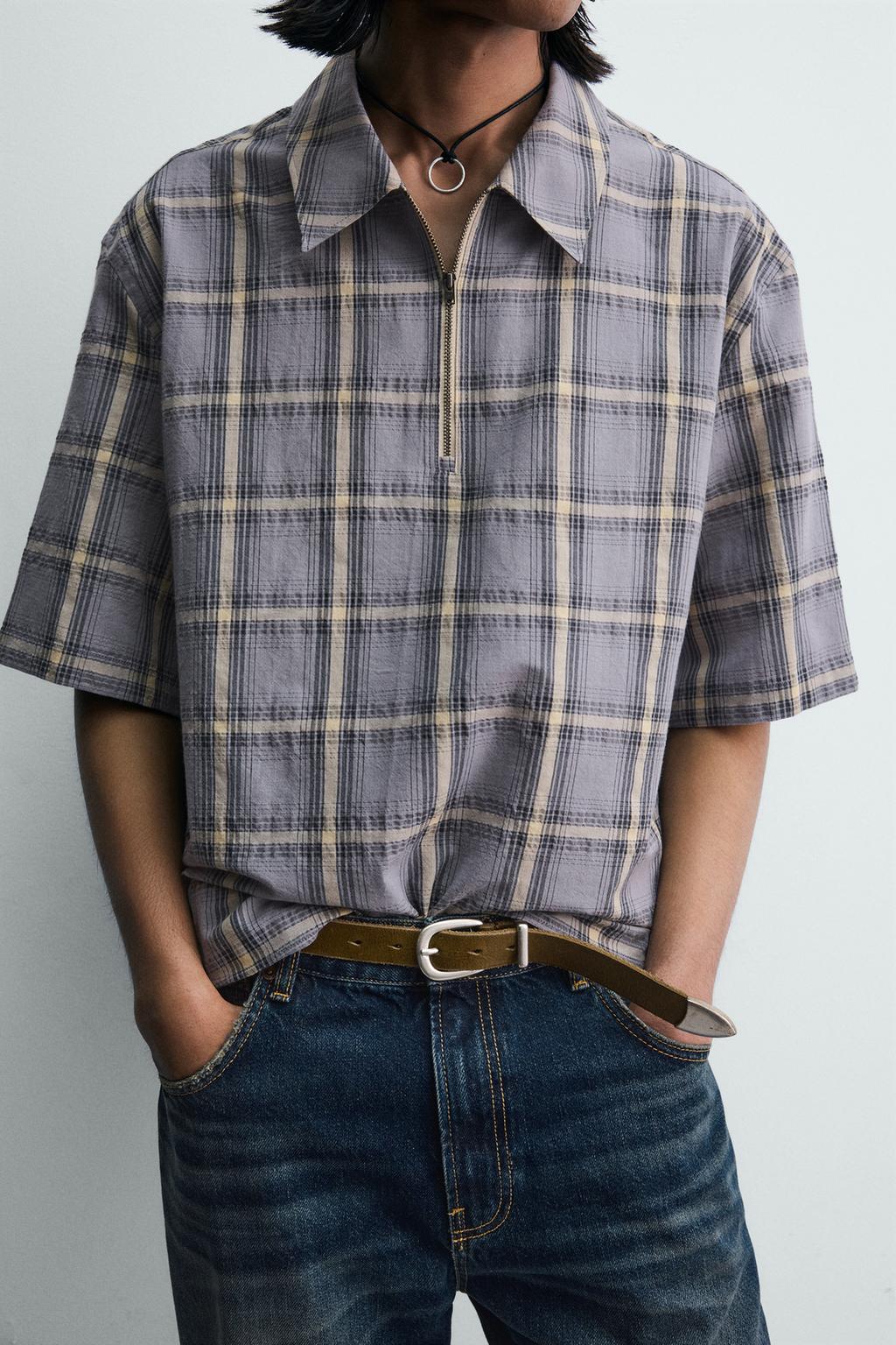 РУБАШКА-ПОЛО В КЛЕТКУ НА МОЛНИИ