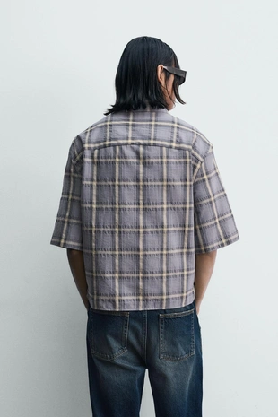 Рубашка-поло в клетку на молнии- Заказать в России