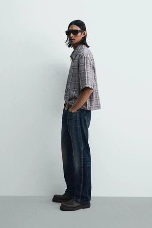 Рубашка-поло в клетку на молнии- Заказать в России