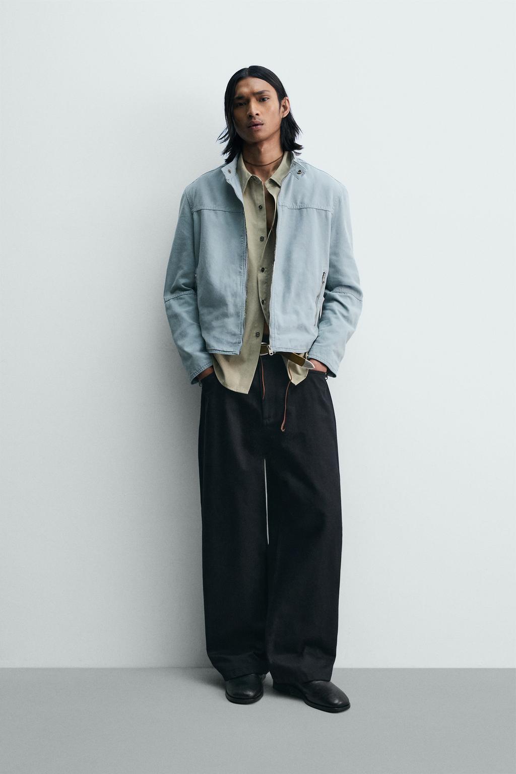 КУРТКА СВОБОДНОГО КРОЯ ИЗ ХЛОПКА С ЭФФЕКТОМ ПОТЕРТОСТИ