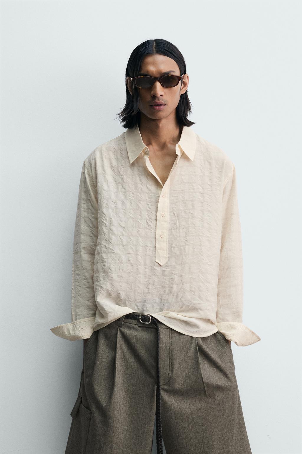 ПОЛО JACQUARD В КЛЕТКУ С ЖАТЫМ ЭФФЕКТОМ