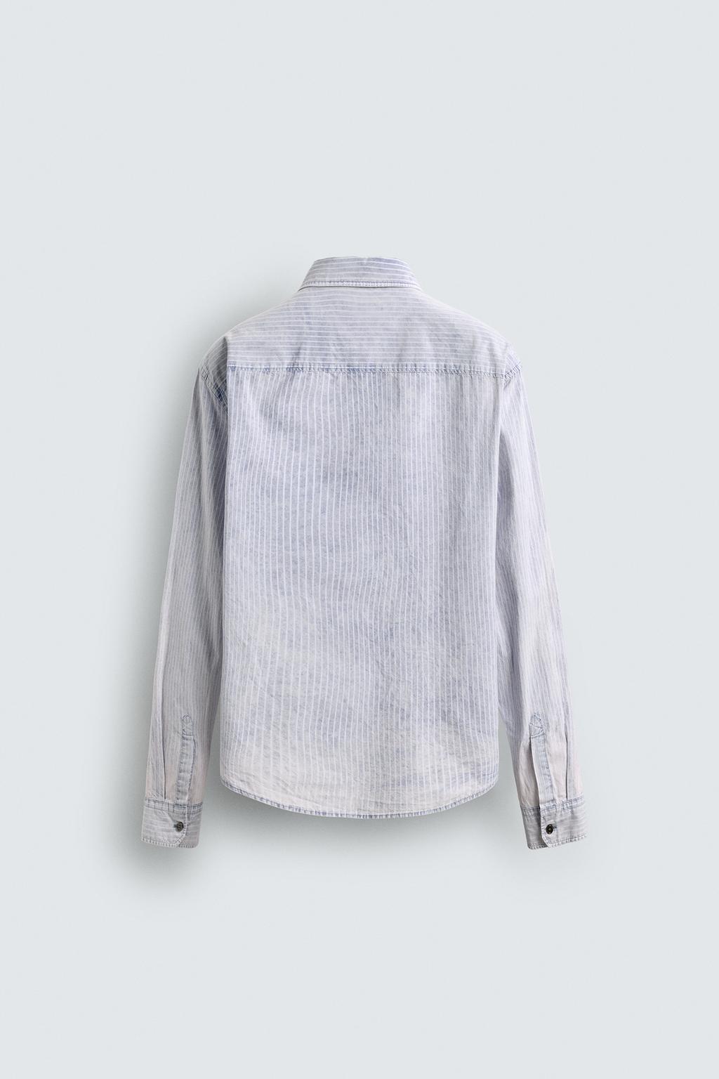 РУБАШКА  В ПОЛОСКУ С ЭФФЕКТОМ ПОТЕРТОСТИ