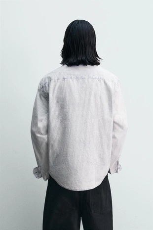 Рубашка  в полоску с эффектом потертости- Заказать в России