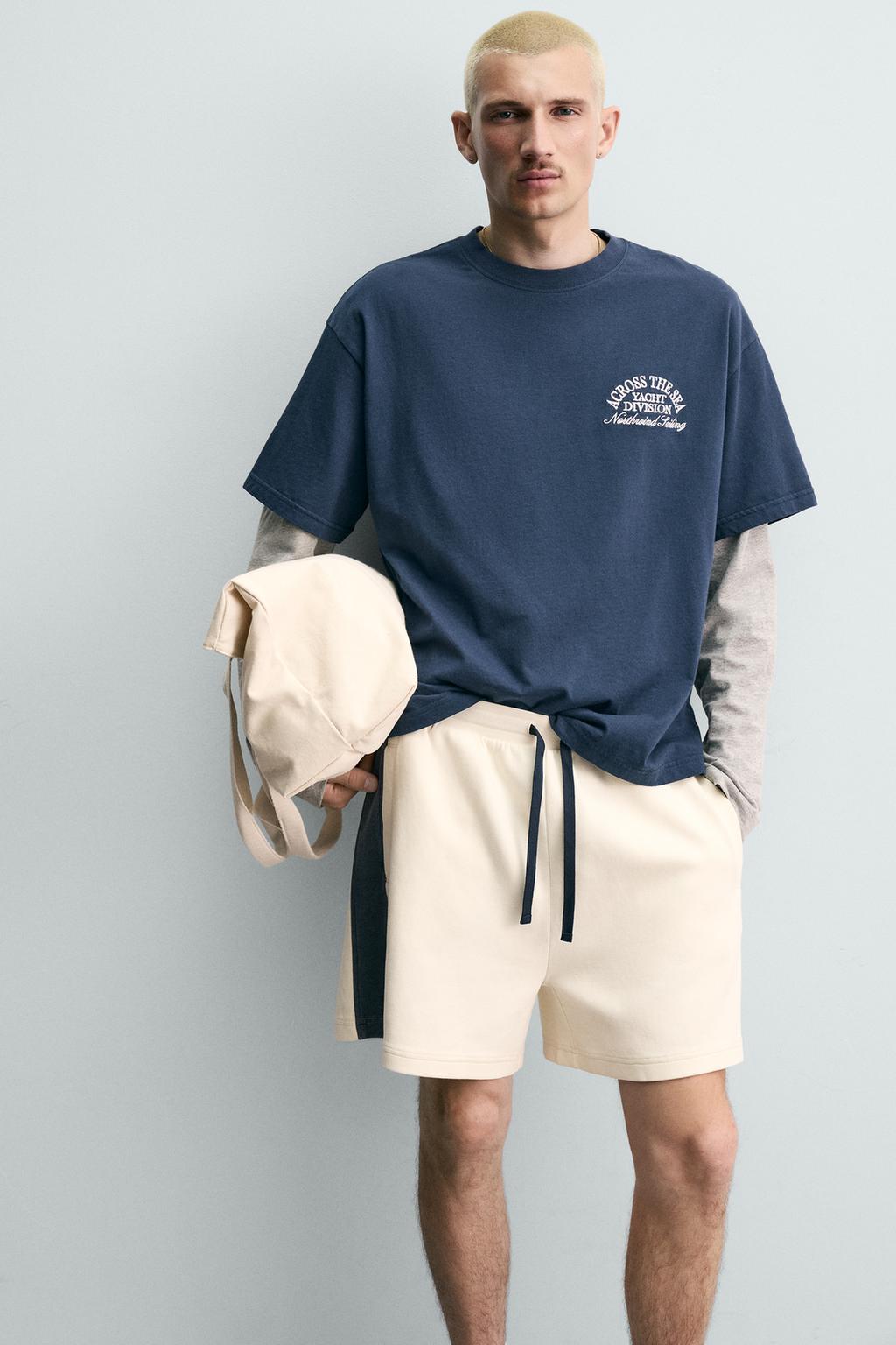 ФУТБОЛКА С КОНТРАСТНЫМ МОРСКИМ ПРИНТОМ