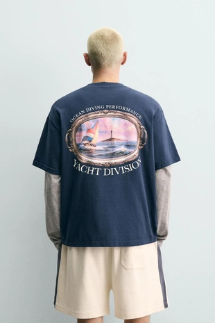 Футболка с контрастным морским принтом