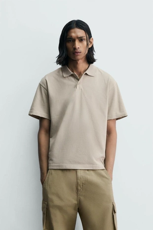 Поло  с эффектом потертости- Заказать в России