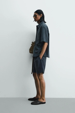 Рубашка  с эффектом потертости- Заказать в России