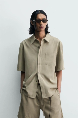 Рубашка  с эффектом потертости- Заказать в России