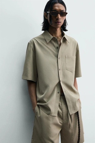 Рубашка  с эффектом потертости- Заказать в России