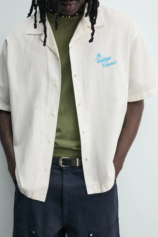 Рубашка  из лиоцелла и хлопка с принтом- Заказать в России