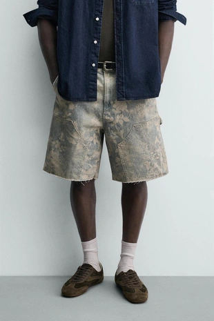 Шорты карго с цветочным принтом- Заказать в России