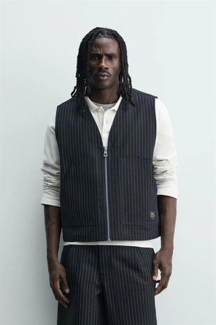 Джинсовый жилет в полоску- Заказать в России