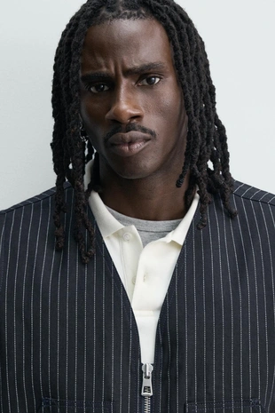 Джинсовый жилет в полоску- Заказать в России