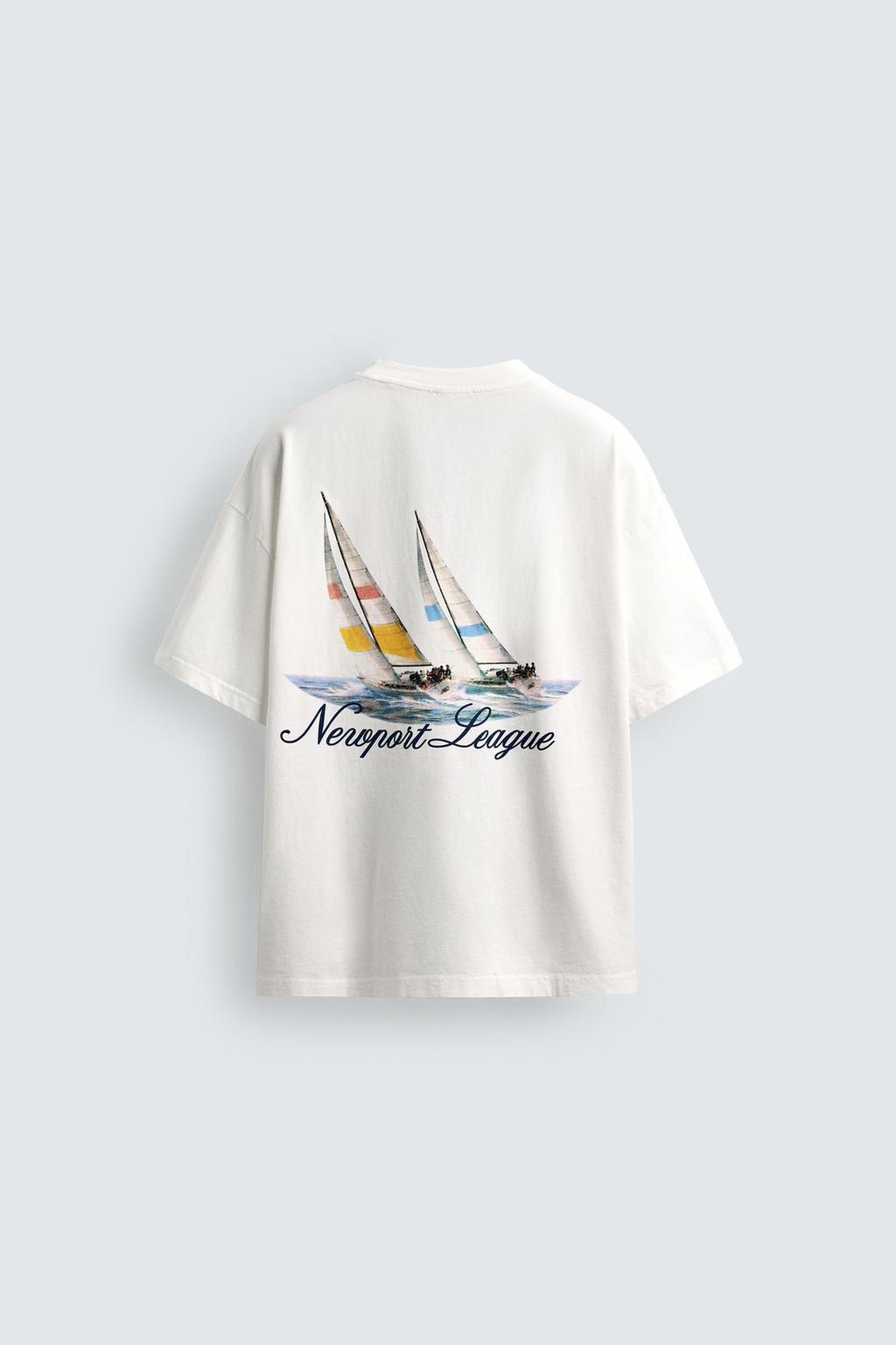 ФУТБОЛКА С КОМБИНИРОВАННЫМ МОРСКИМ ПРИНТОМ