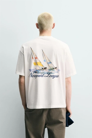 Футболка с комбинированным морским принтом