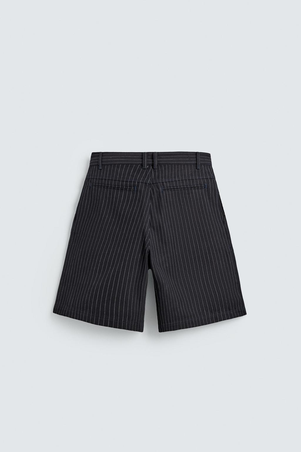 ШОРТЫ С ЗАЩИПАМИ И ПОЛОСКОЙ В СТИЛЕ «МЕЛОВАЯ ПОЛОСКА»