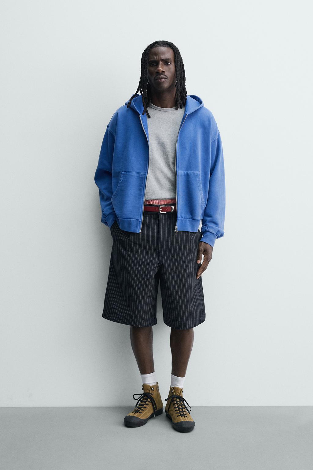 ШОРТЫ С ЗАЩИПАМИ И ПОЛОСКОЙ В СТИЛЕ «МЕЛОВАЯ ПОЛОСКА»