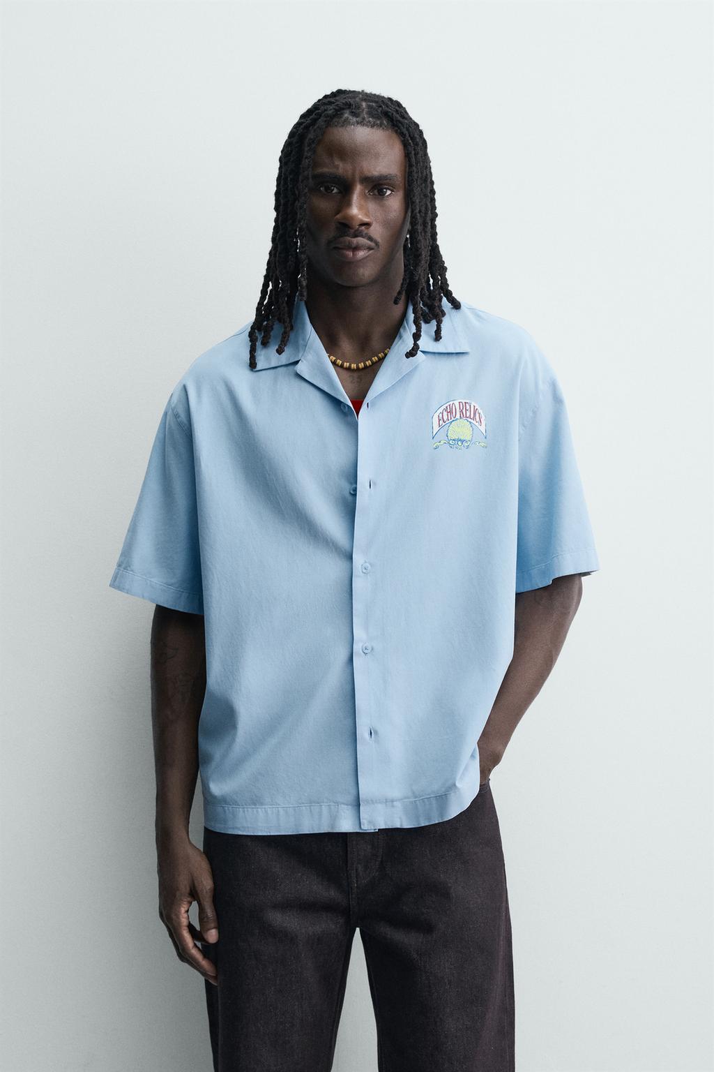 РУБАШКА СВОБОДНОГО КРОЯ ИЗ ЛИОЦЕЛЛА И ХЛОПКА С ПРИНТОМ