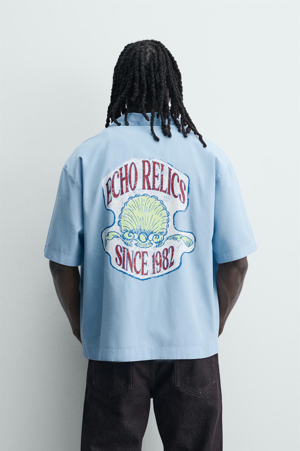 РУБАШКА СВОБОДНОГО КРОЯ ИЗ ЛИОЦЕЛЛА И ХЛОПКА С ПРИНТОМ