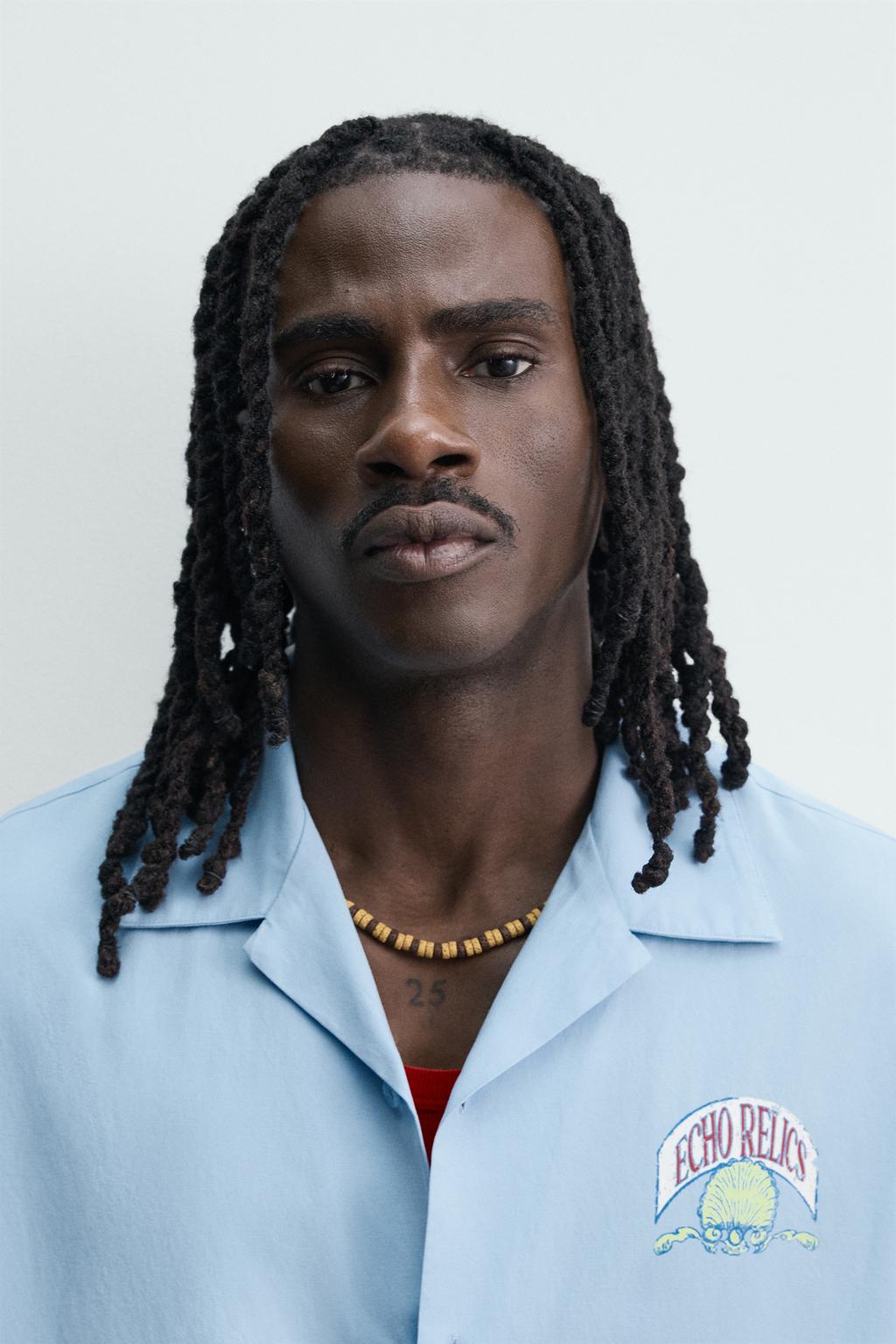 РУБАШКА СВОБОДНОГО КРОЯ ИЗ ЛИОЦЕЛЛА И ХЛОПКА С ПРИНТОМ