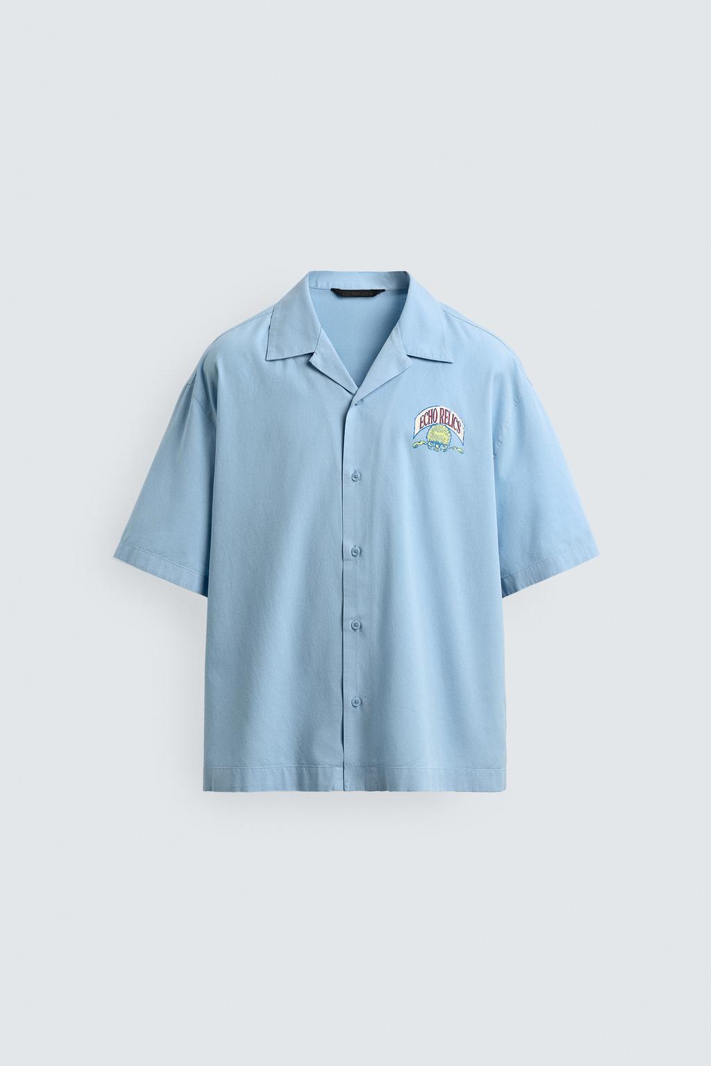 РУБАШКА СВОБОДНОГО КРОЯ ИЗ ЛИОЦЕЛЛА И ХЛОПКА С ПРИНТОМ