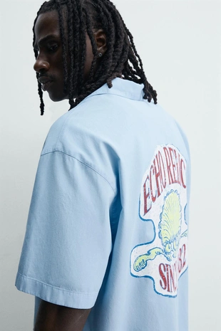 Рубашка свободного кроя из лиоцелла и хлопка с принтом- Заказать в России