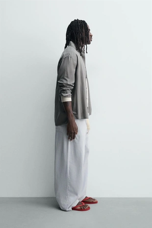 Брюки свободного кроя в полоску- Заказать в России