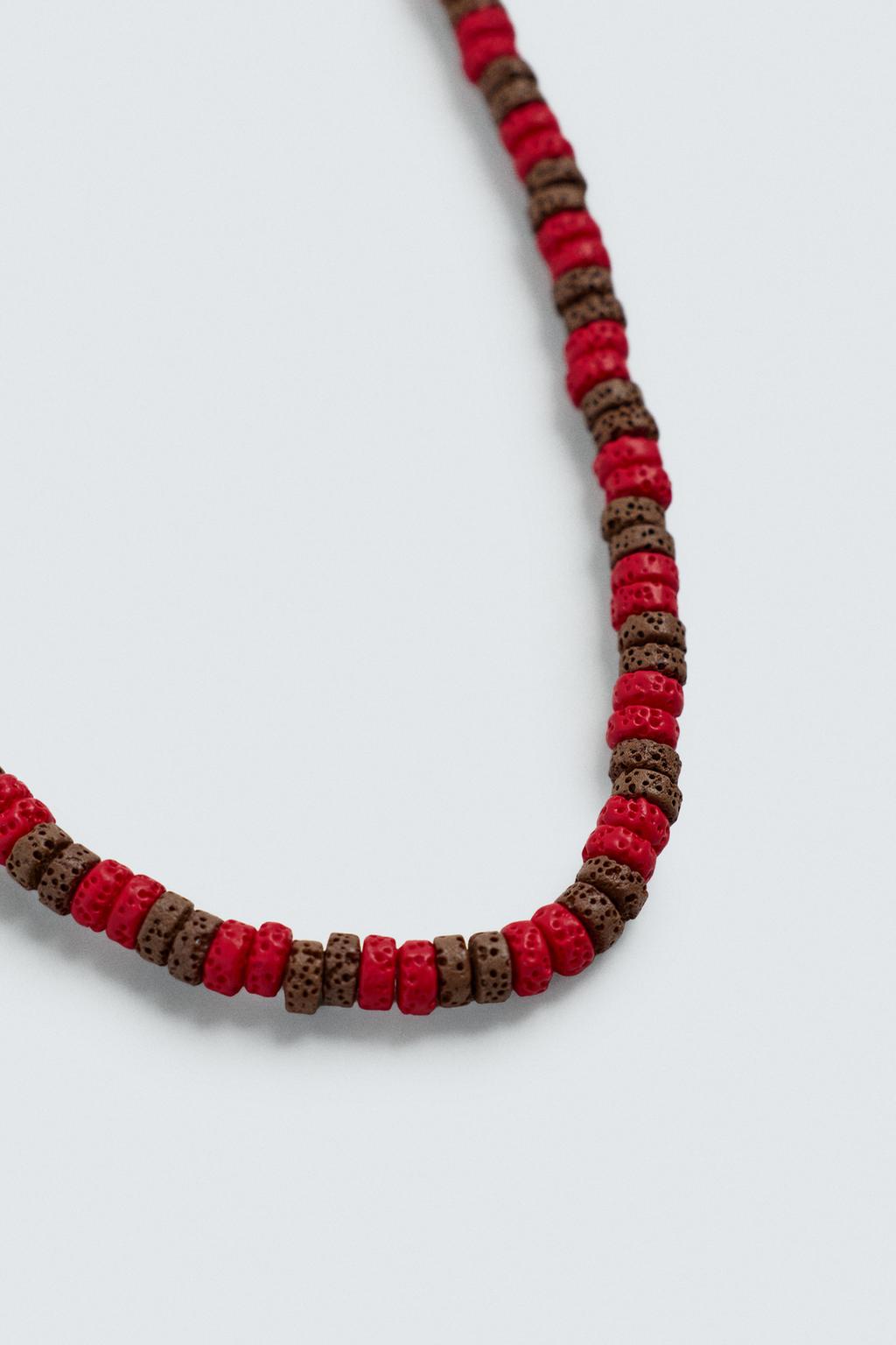 ОЖЕРЕЛЬЕ С БУСИНАМИ И КАМНЕМ