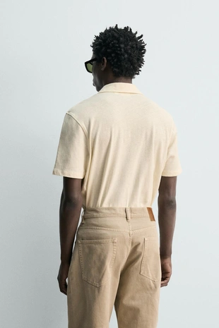 Поло стандартной посадки из хлопка и льна- Заказать в России