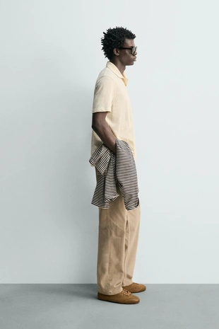 Поло стандартной посадки из хлопка и льна- Заказать в России