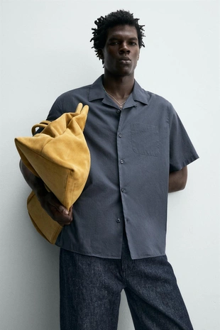 Рубашка стандартной посадки из хлопкового вуаля- Заказать в России