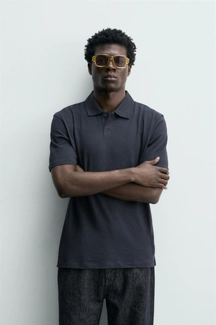 Поло стандартной посадки из хлопка и льна