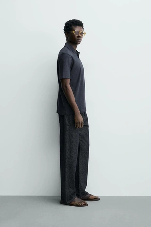 Поло стандартной посадки из хлопка и льна