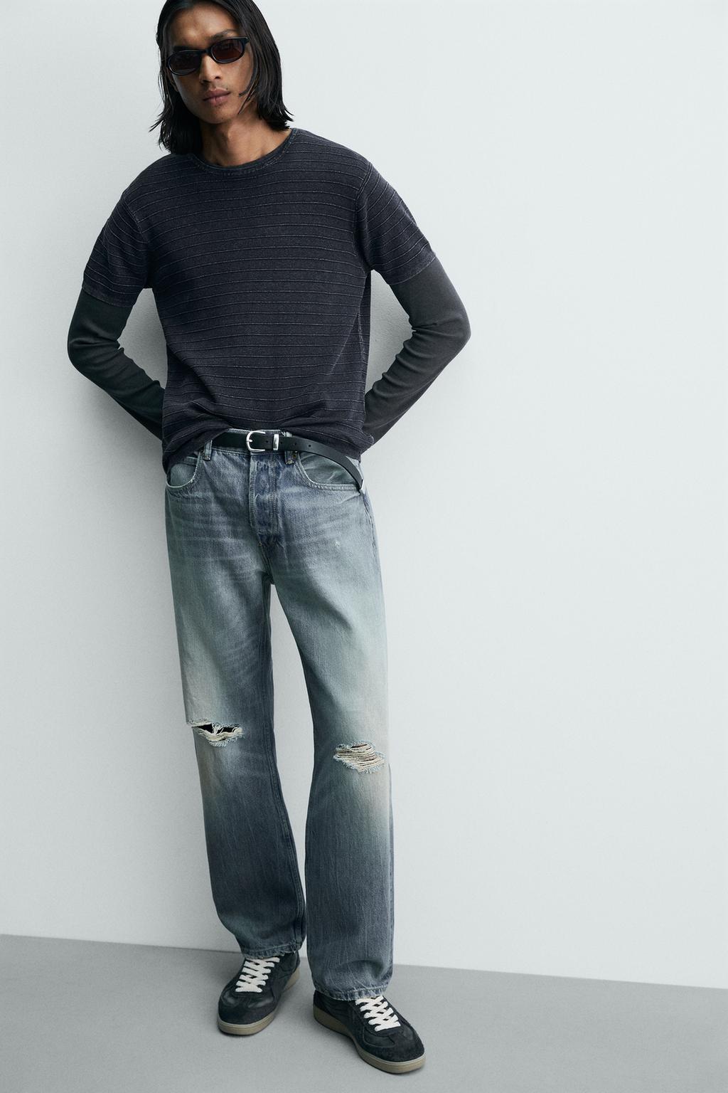 ФУТБОЛКА ИЗ РЕЛЬЕФНОЙ ТКАНИ С ЭФФЕКТОМ ПОТЕРТОСТИ