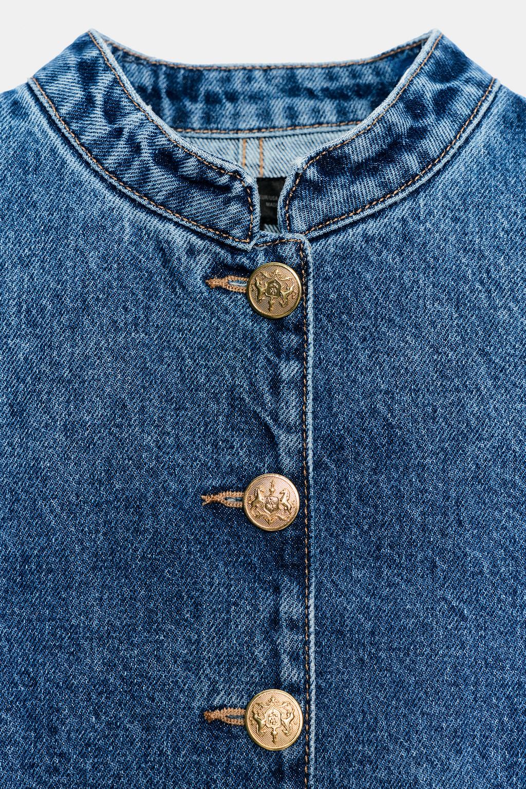 ДЖИНСОВАЯ КУРТКА Z1975 С ЗОЛОТЫМИ ПУГОВИЦАМИ