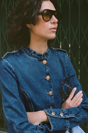 Джинсовая куртка Z1975 с золотыми пуговицами- Заказать в России