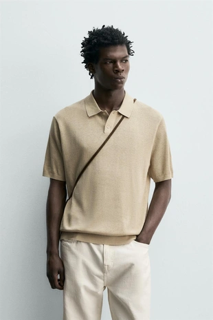 Поло из шелка и льна