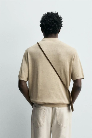 Поло из шелка и льна