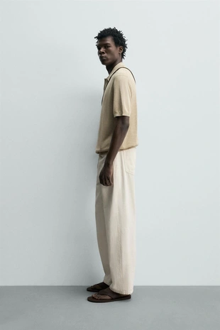 Поло из шелка и льна