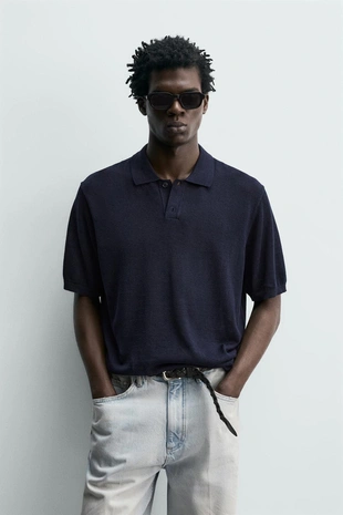 Поло из шелка и льна- Заказать в России