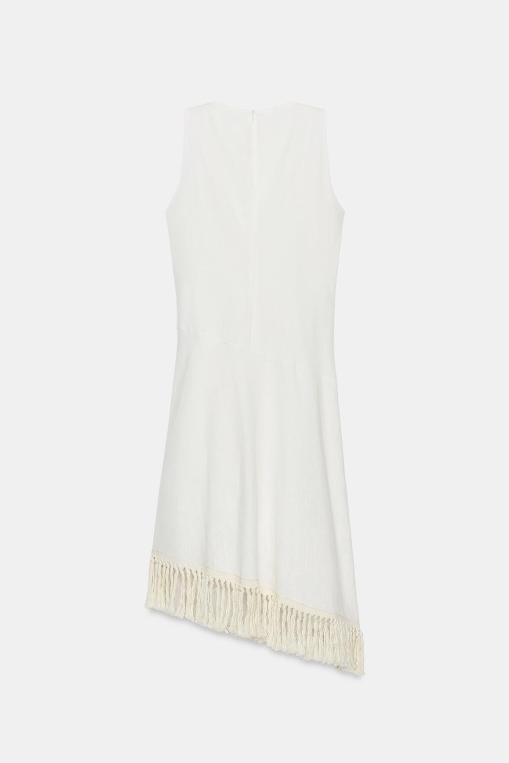 ПЛАТЬЕ ИЗ ЛЬНА С БАХРОМОЙ — коллекция Zara «ZW»