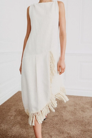 Платье из льна с бахромой — коллекция Zara «Zw»- Заказать в России