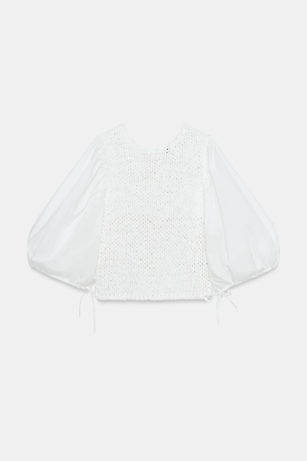 БЛУЗА С ТРИКОТАЖНЫМИ ЭЛЕМЕНТАМИ