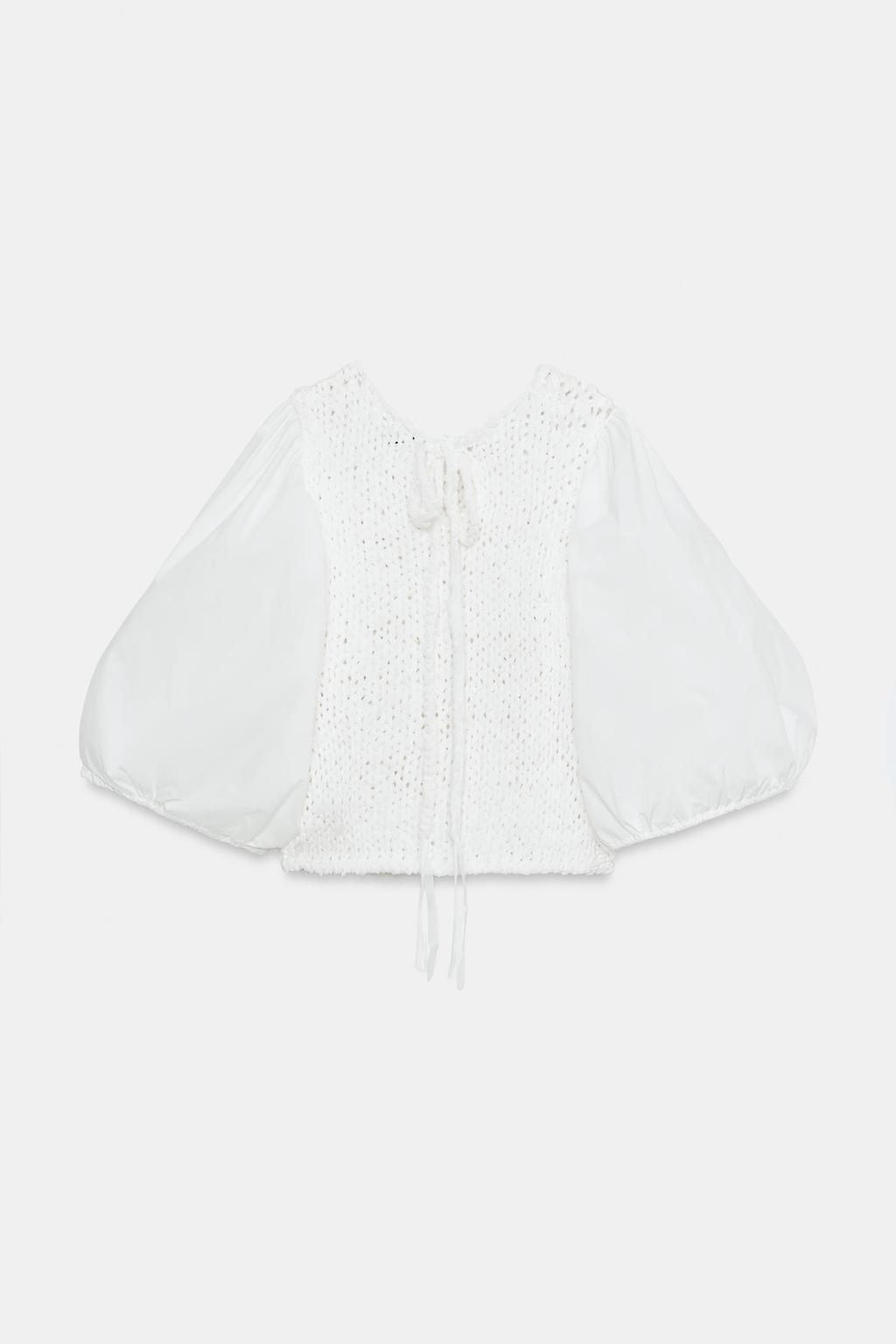 БЛУЗА С ТРИКОТАЖНЫМИ ЭЛЕМЕНТАМИ