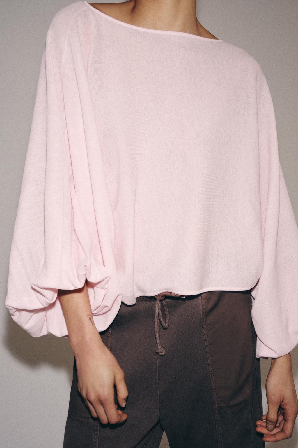 ТРИКОТАЖНЫЙ ТОП С ОБЪЕМНЫМИ РУКАВАМИ