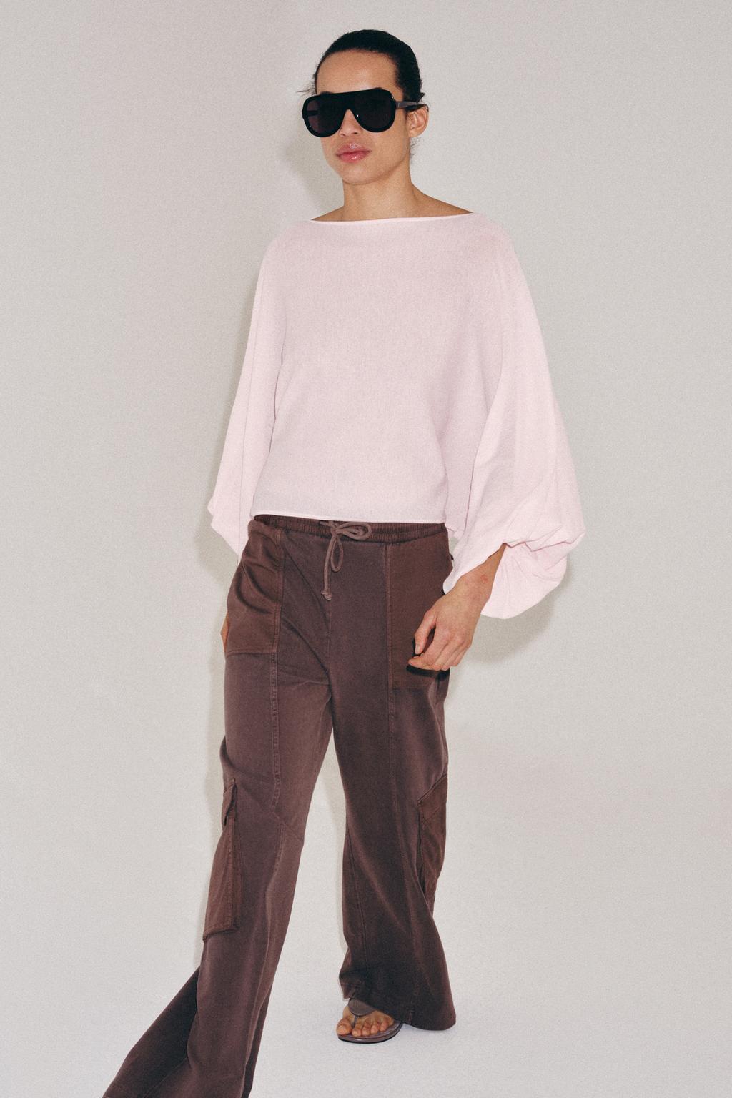 ТРИКОТАЖНЫЙ ТОП С ОБЪЕМНЫМИ РУКАВАМИ