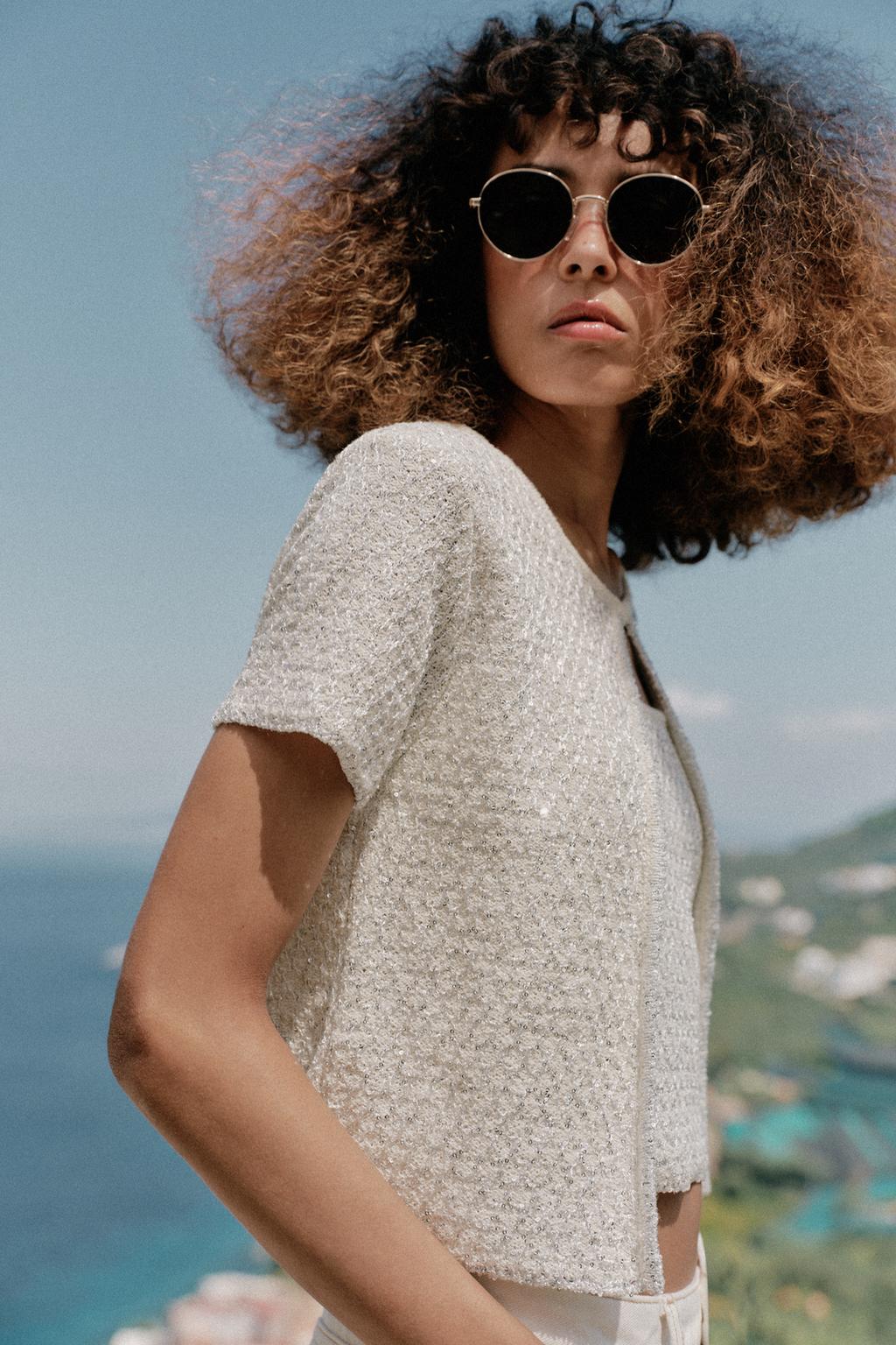 КАРДИГАН С ПАЙЕТКАМИ И БЛЕСТЯЩЕЙ НИТЬЮ