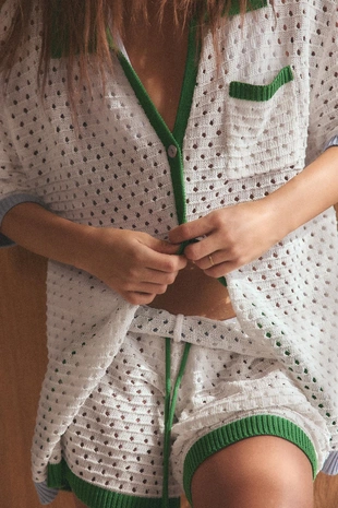 Поло вязаный ажурный- Заказать в России